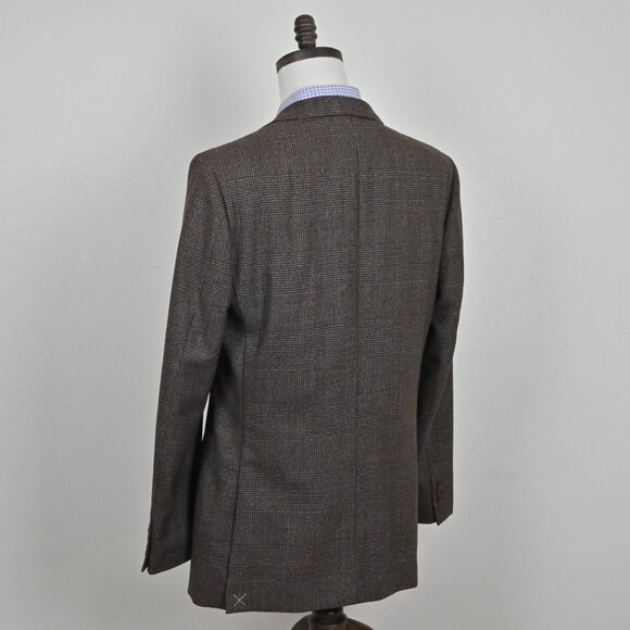 J. Crew Thompson Slim Fit Formal 100% Wool Check Brown Grey Suit Set 42L W34/L32 - Picture 5 of 16